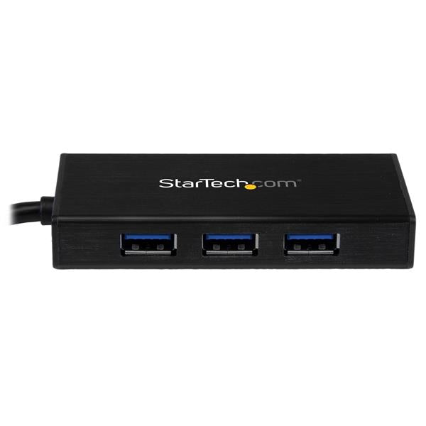 StarTech 3 Port Portable USB 3.0 Hub with Gigabit Ethernet Adapter NIC(ST3300GU3B) - 2