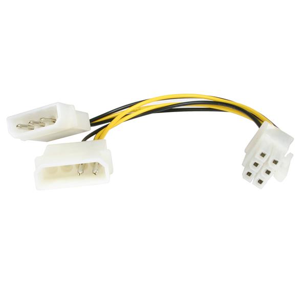 StarTech 6in LP4 to 6 Pin PCI Express Video Card Power Cable Adapter - 15.2 cm(LP4PCIEXADAP) - 1