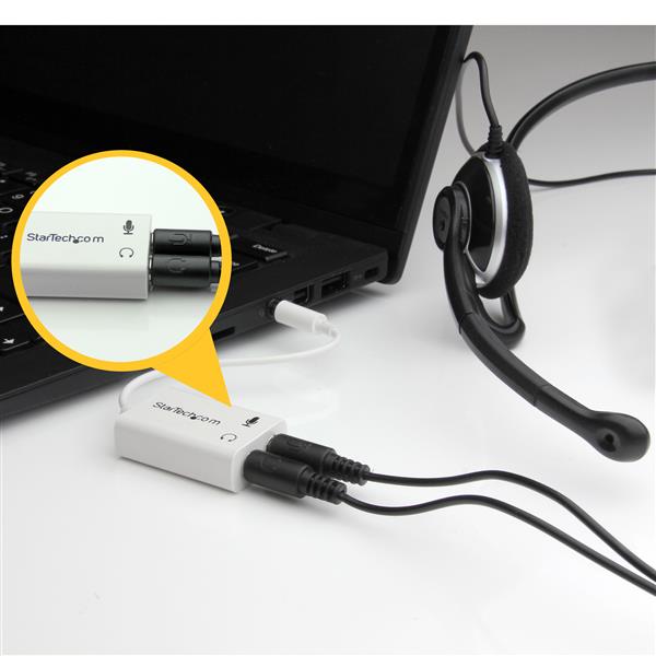 StarTech 4 Position to 2x 3 Pin 3.5mm Headset Splitter Adapter - White(MUYHSMFFADW) - 5