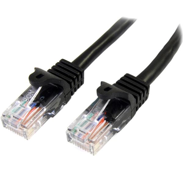 StarTech 3m Black Cat5e / Cat 5 Snagless Patch Cable 3 m(45PAT3MBK) - 1