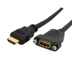 StarTech 3ft 4K 30Hz UHD HDMI Female to Male Adapter, Panel Mount Cable(HDMIPNLFM3) - 1