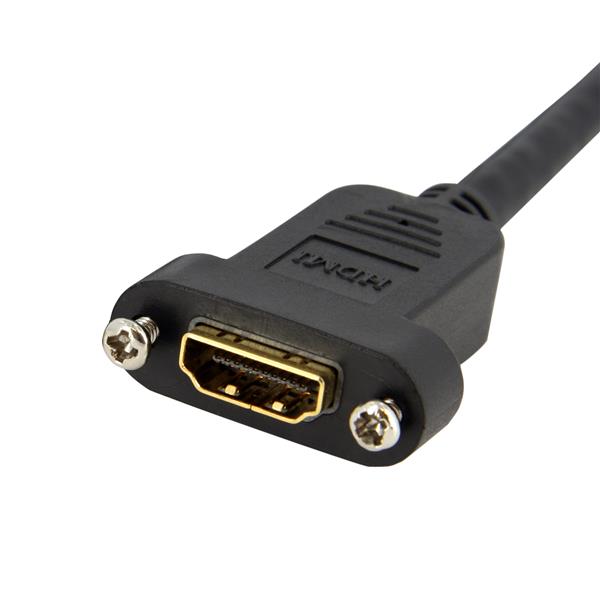 StarTech 3ft 4K 30Hz UHD HDMI Female to Male Adapter, Panel Mount Cable(HDMIPNLFM3) - 2