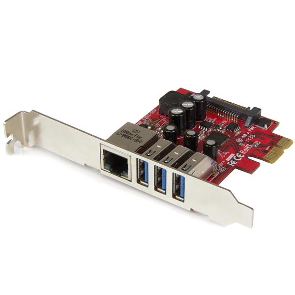 StarTech 3 Port PCI Express USB 3.0 Card + Gigabit Ethernet(PEXUSB3S3GE) - 1