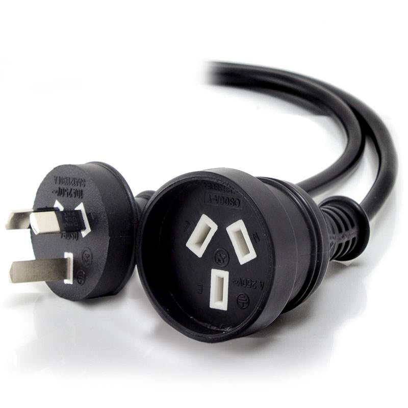 Alogic 2m Aus 3 Pin Mains Power Extension Cable Black (M/F)(MF-PEXT-02-BLK) - 1