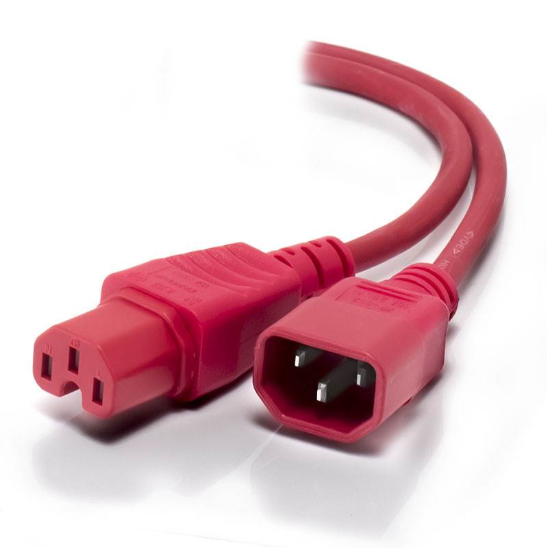 Alogic 2m IEC C14 to IEC C15 High Temperature (M/F) RED(MF-C14C15-02-RD) - 1