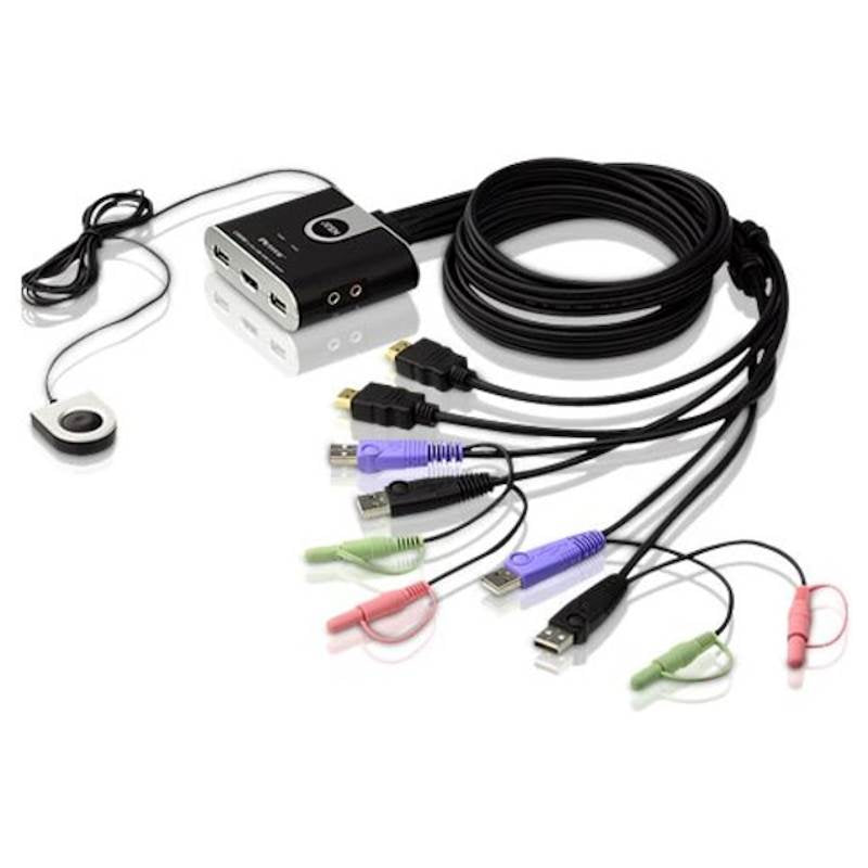 ATEN CS692 2 Port USB HDMI/Audio Cable KVM Switch with Remote Port Selector(CS692-AT) - 1