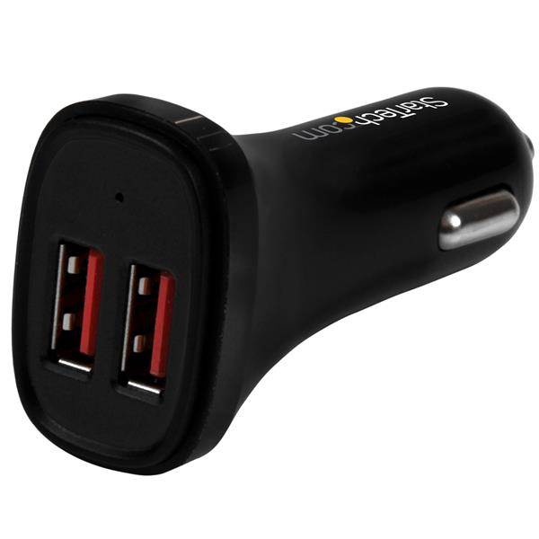 StarTech Dual Port USB Car Charger - 24W/4.8A(USB2PCARBKS) - 1