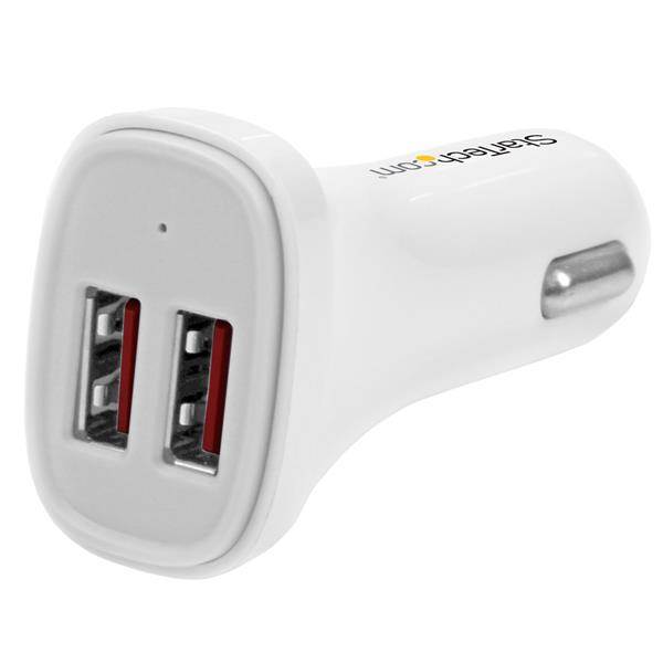 StarTech Dual Port USB Car Charger - 24W/4.8A(USB2PCARWHS) - 1