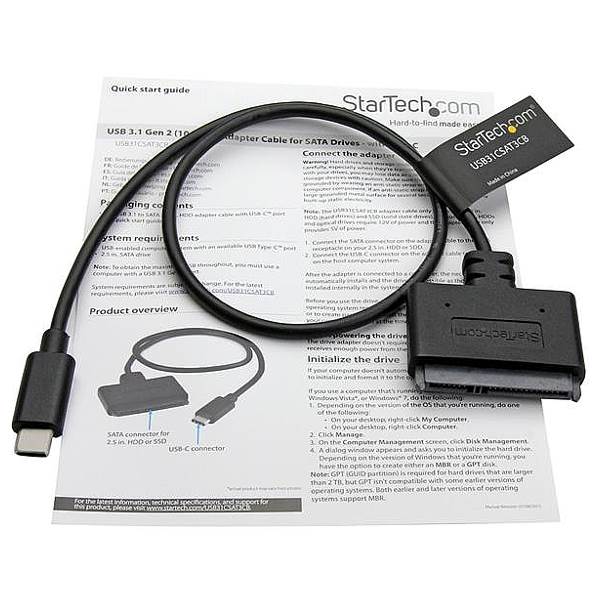 StarTech USB 3.1 Adapter Cable for 2.5" SATA Drives(USB31CSAT3CB) - 4