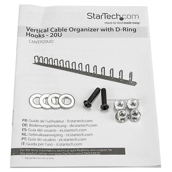 StarTech 0.9m Vertical D-Ring Hook Cable Organizer(CMVER20UD) - 9