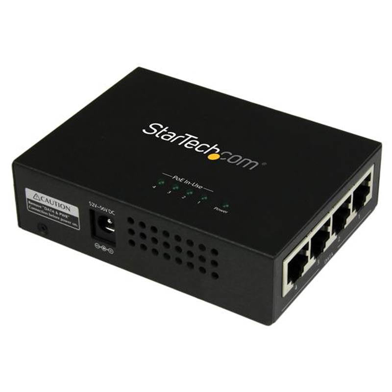 StarTech 4-Port Gigabit Midspan PoE+ Injector(POEINJ4G) - 1