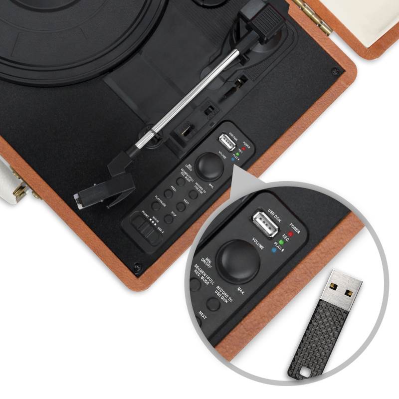 mbeat Retro Turntable Recorder with Bluetooth and USB Direct Recording(MB-USBTR128) - 5