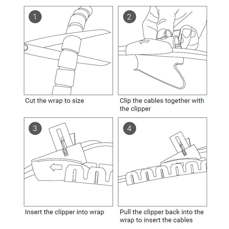 Ty-It 10m Zip Cable Wrap with Clip Tool Organiser - 20mm/Grey(ZCW2010GRY) - 2