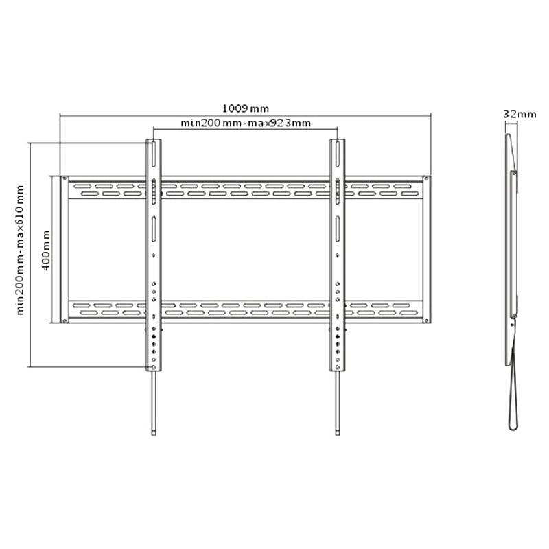 Brateck Heavy Duty Flat TV Wall Mount (60" to 100" Max 100kg)(LP37-69F) - 2