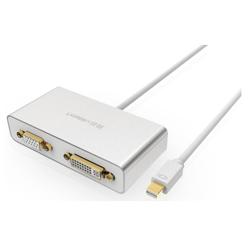 Ugreen 10438 3-in-1 Mini DisplayPort to HDMI/VGA/DVI Converter - White(10438) - 3