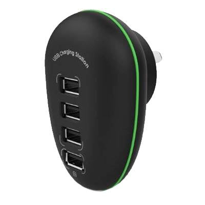 Winstars WS-UH1041P 4-Port USB Charge Station with Fast-Charging Port - Green(WS-UH1041P) - 1