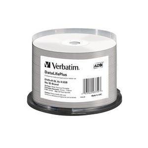 Verbatim DVD+R DL 8.5GB 8X DataLifePlus White Thermal Printable - 50pk (43754) - 1