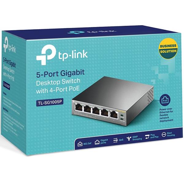 TP-Link TL-SG1005P 5-Port Gigabit Desktop Switch with 4-Port PoE Ports(TL-SG1005P) - 5