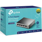 TP-Link TL-SG1005P 5-Port Gigabit Desktop Switch with 4-Port PoE Ports(TL-SG1005P) - 5