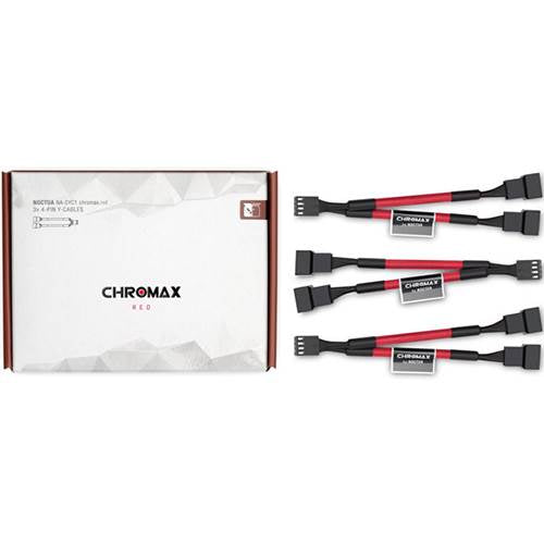 Noctua Chromax.Red 11cm 4Pin PWM Fan Power Splitter Cables - 3 Pack(NA-SYC1-RED) - 1
