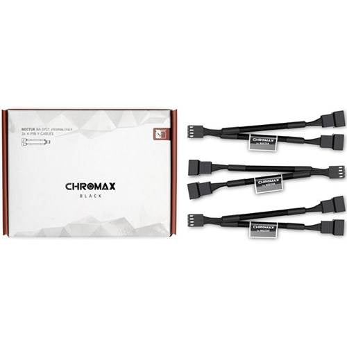 Noctua Chromax.Black 11cm 4Pin PWM Fan Power Splitter Cables - 3 Pack(NA-SYC1-BLACK) - 1