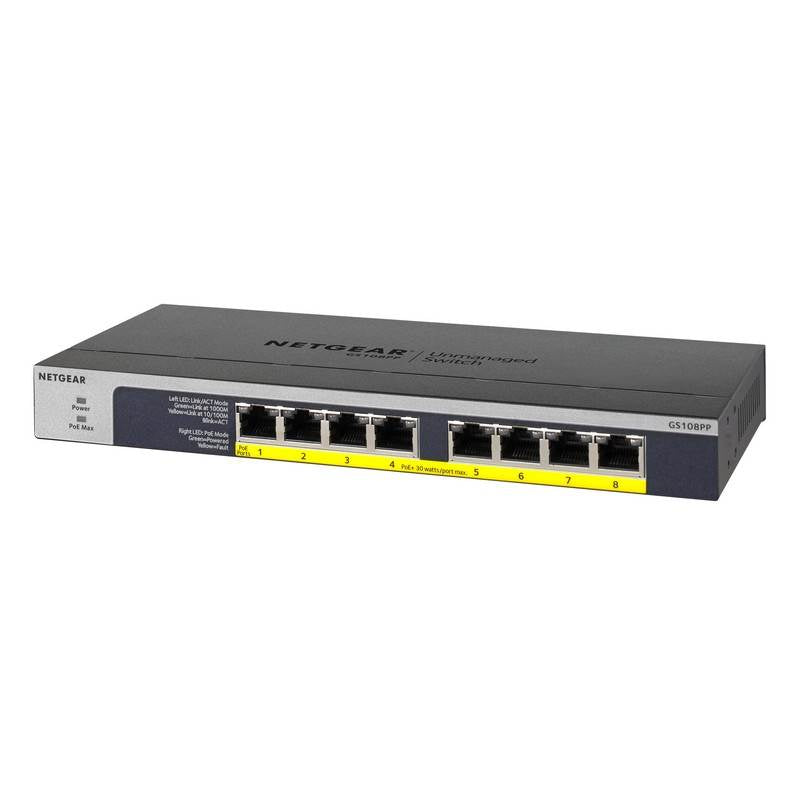 Netgear GS108PP ProSAFE 8 port POE/POE+ Gigabit Ethernet Unmanaged Switch(GS108PP-100AJS) - 4