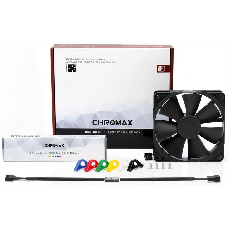 Noctua 120mm NF-F12 PWM chromax.black.swap 1500RPM Fan(NF-F12-PWM-CH-BK-S) - 3