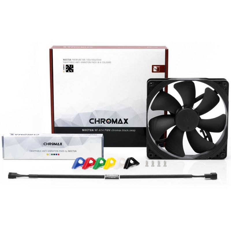 Noctua 140mm NF-A14 PWM chromax.black.swap 1500RPM Fan(NF-A14-PWM-CH-BK-S) - 2