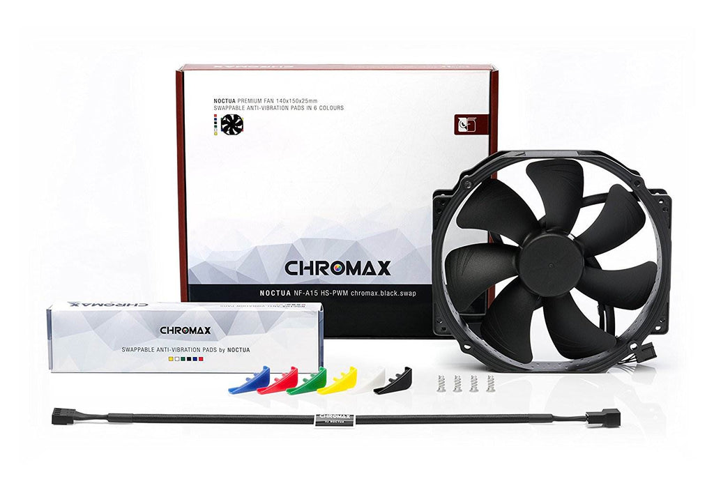 Noctua 140mm (120mm mounting) NF-A15 HS-PWM chromax.black.swap 1500RPM Fan(NF-A15-HS-PWM-CH-BK-S) - 2