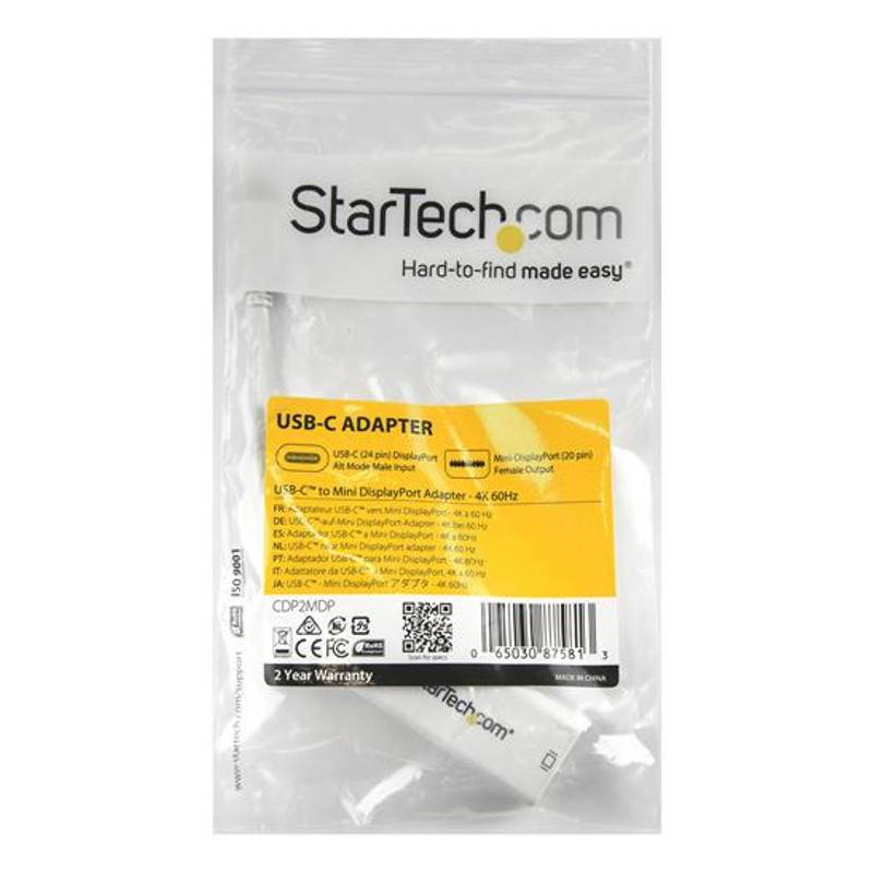 StarTech USB-C to Mini DisplayPort Adapter - 4K 60Hz - White(CDP2MDP) - 4