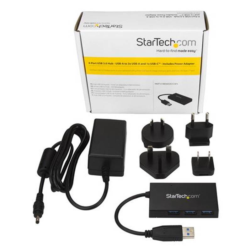 StarTech 4 Port USB 3.0 Hub (USB-A) - 3 USB-A & USB-C - Self/Bus Power(HB30A3A1CSFS) - 6