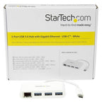 StarTech 3 Port USB C Hub with GbE - USB-C to 3x USB-A - USB 3.0 Hub(HB30C3A1GEA) - 4