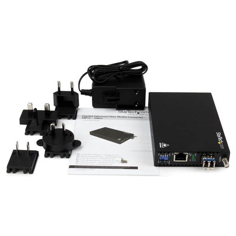 StarTech GbE Fiber Media Converter - 20km - Fiber-to-Copper - LC SM(ET91000SM20) - 4