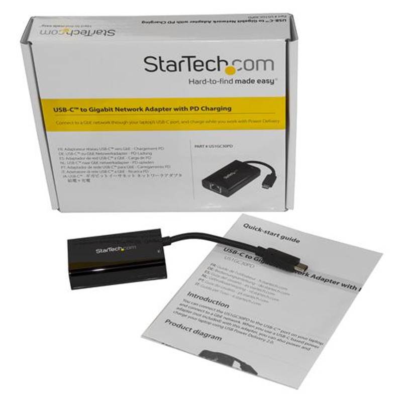 StarTech USB C to Gigabit Ethernet Adapter/ RJ45 Network Converter w/PD(US1GC30PD) - 5