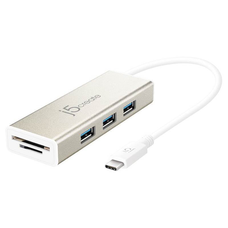 j5create JCH347 USB 3.1 Type-C to 3 Port USB Type-A Hub with Card Reader(JCH347) - 1