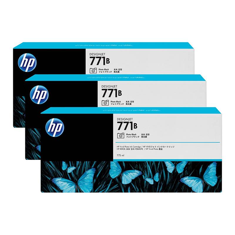HP 771B 775ML 3-Pack Ink Cartridge - Photo Black (B6Y29A)(B6Y29A) - 1