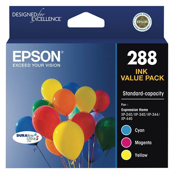 Epson 288 Standard Capacity DURABrite Ultra CMY Colour Ink Cartridge Pack(C13T305592) - 1
