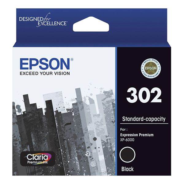 Epson 302 Standard Capacity Claria Premium Black Ink Cartridge(C13T01V192) - 1