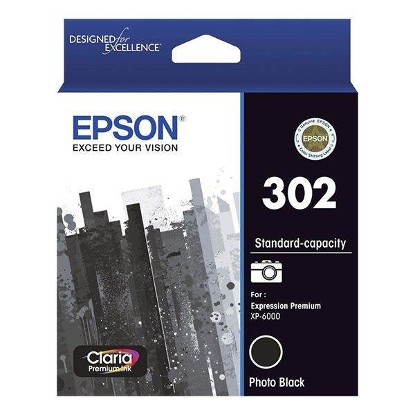Epson 302 Standard Capacity Claria Premium Photo Black Ink Cartridge(C13T01W192) - 1