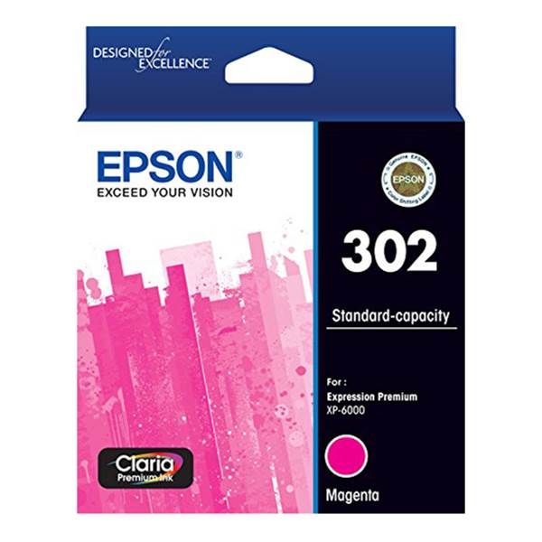 Epson 302 Standard Capacity Claria Premium Magenta Ink Cartridge(C13T01W392) - 1