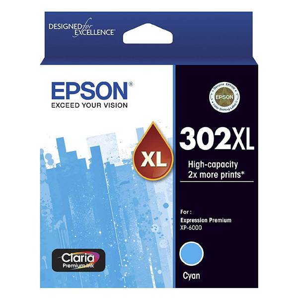 Epson 302XL High Capacity Claria Premium Cyan Ink Cartridge(C13T01Y292) - 1