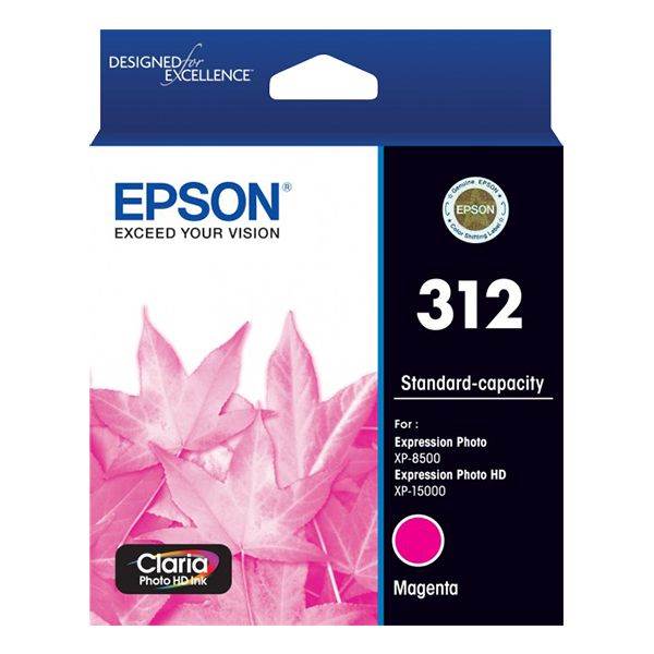 Epson 312 Standard Capacity Claria Photo HD Magenta Ink Cartridge(C13T182392) - 1