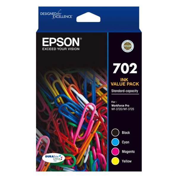 Epson 702 Standard Capacity DURABrite Ultra CMYK Ink Cartridge Pack(C13T344692) - 1