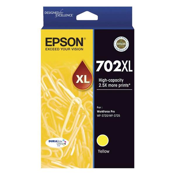 Epson 702XL High Capacity DURABrite Ultra Yellow Ink Cartridge(C13T345492) - 1