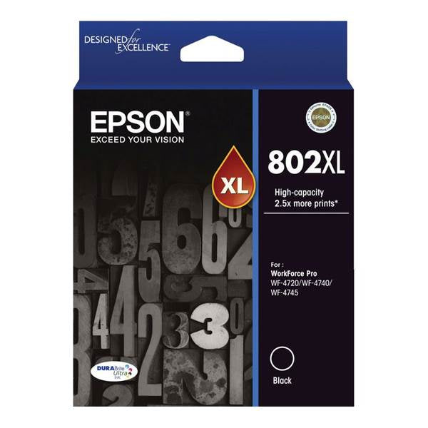 Epson 802XL High Capacity DURABrite Ultra Black Ink Cartridge(C13T356192) - 1