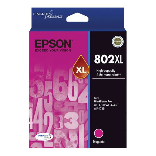 Epson 802XL High Capacity DURABrite Ultra Magenta Ink Cartridge(C13T356392) - 1