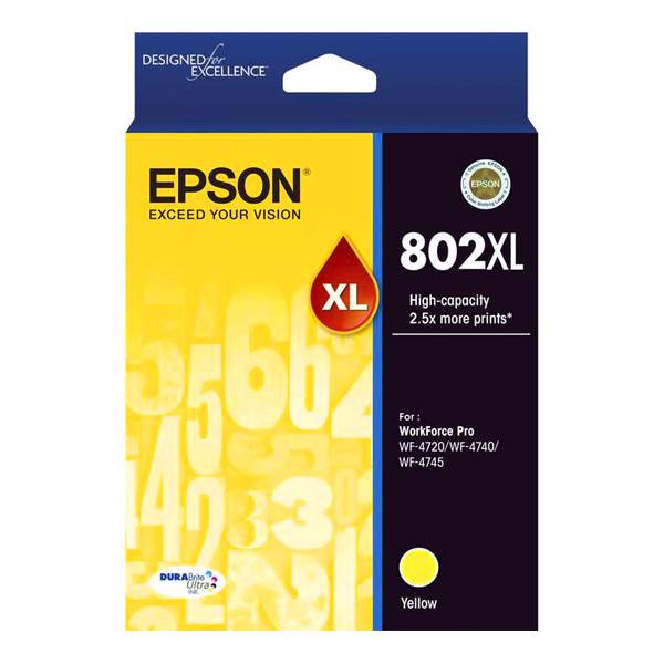Epson 802XL High Capacity DURABrite Ultra Yellow Ink Cartridge(C13T356492) - 1