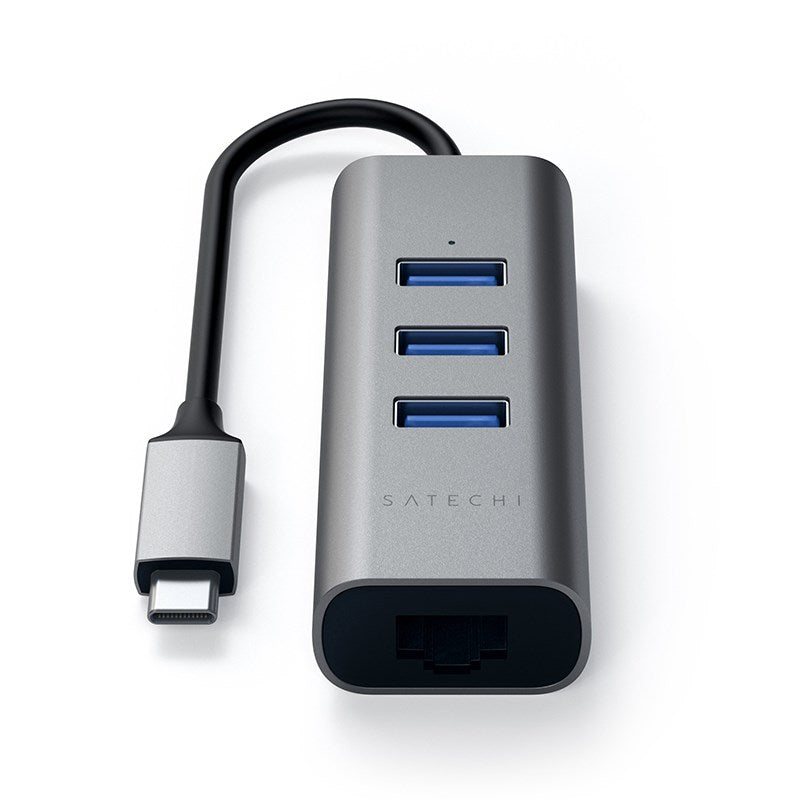 Satechi Type-C USB 3.0 2-in-1 3 Port Hub & Ethernet - Space Grey(ST-TC2N1USB31AM) - 1