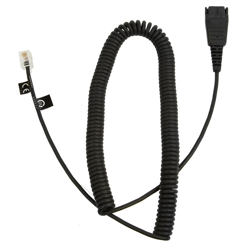 Jabra QD to RJ10 Coiled Bottom Cord for Siemens Devices - 2m(8800-01-06) - 1