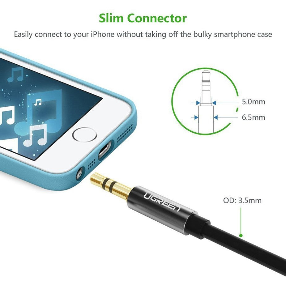 Ugreen 10733 1M 3.5mm to 3.5mm M/M AUX Audio Cable - Grey(10733) - 4